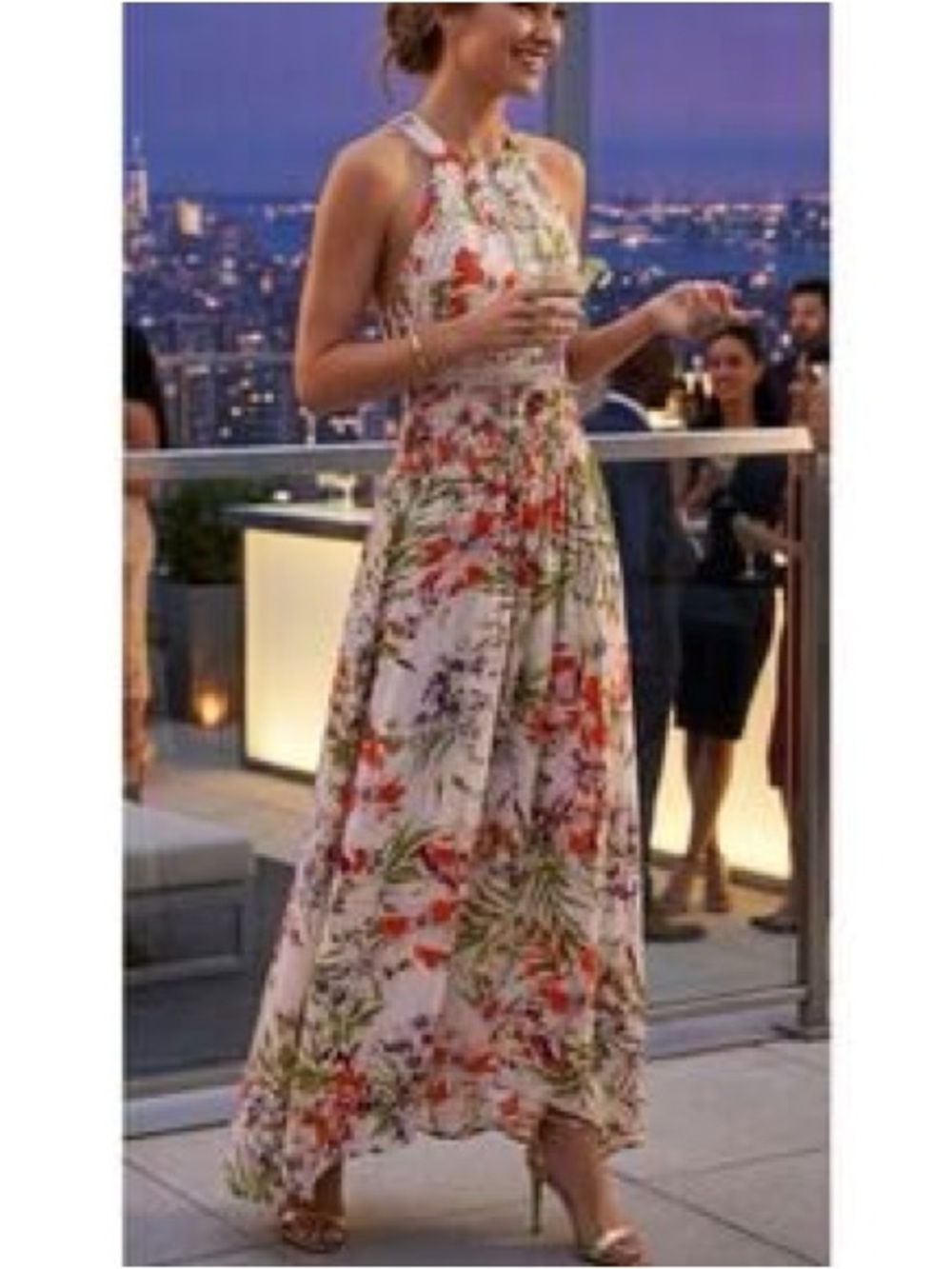Abel The Label Vienna Orchid Floral Print Halter Maxi Dress